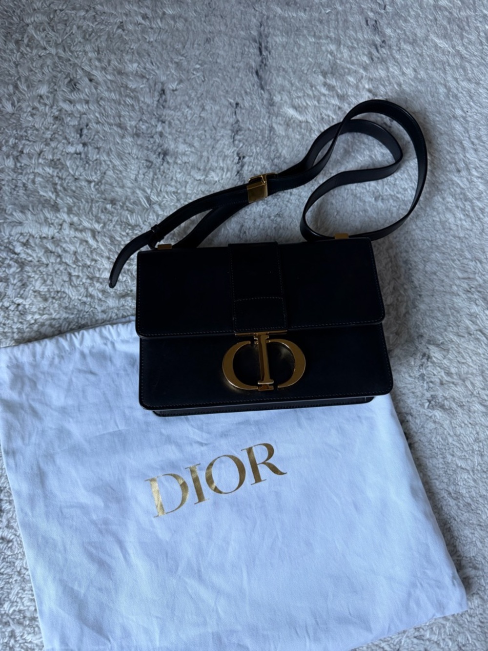 Dior Black Leather 30 Montaigne Shoulder Bag